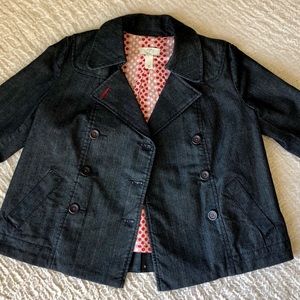 NWOT🍁LOFT denim peacoat with red accent